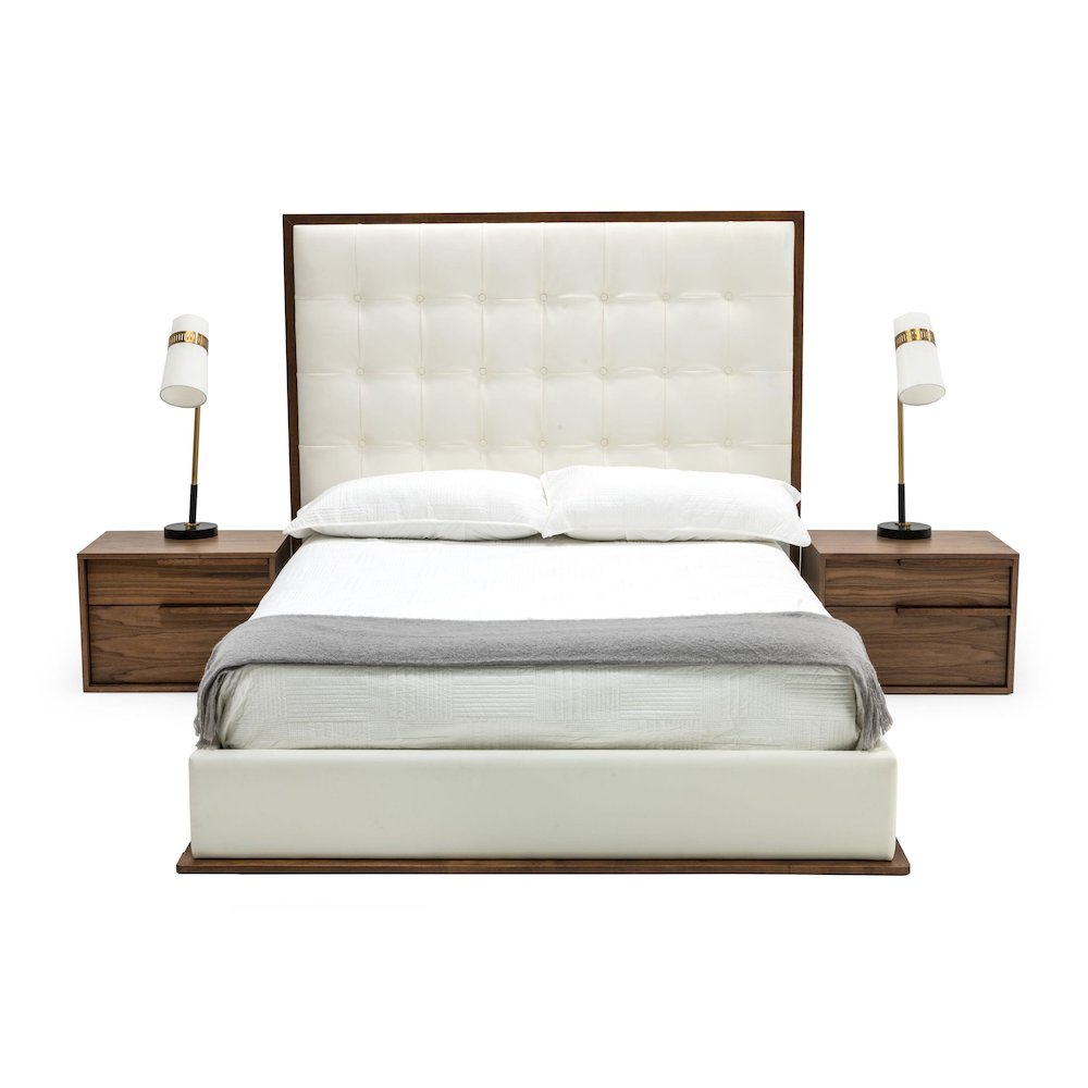 Modrest Amberlie - California King Modern White and Walnut Bed. Picture 2