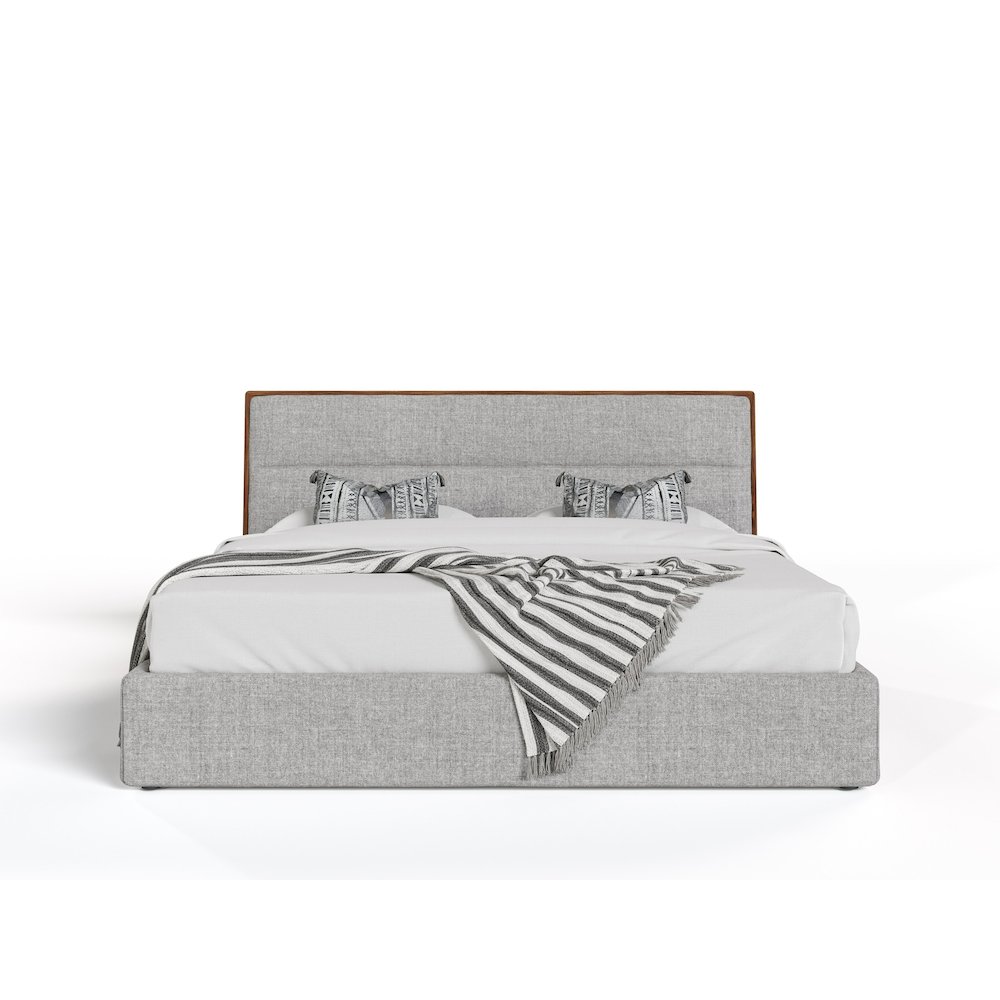 Modrest Dustin - Eastern King Modern Grey and Walnut Bed. Picture 1
