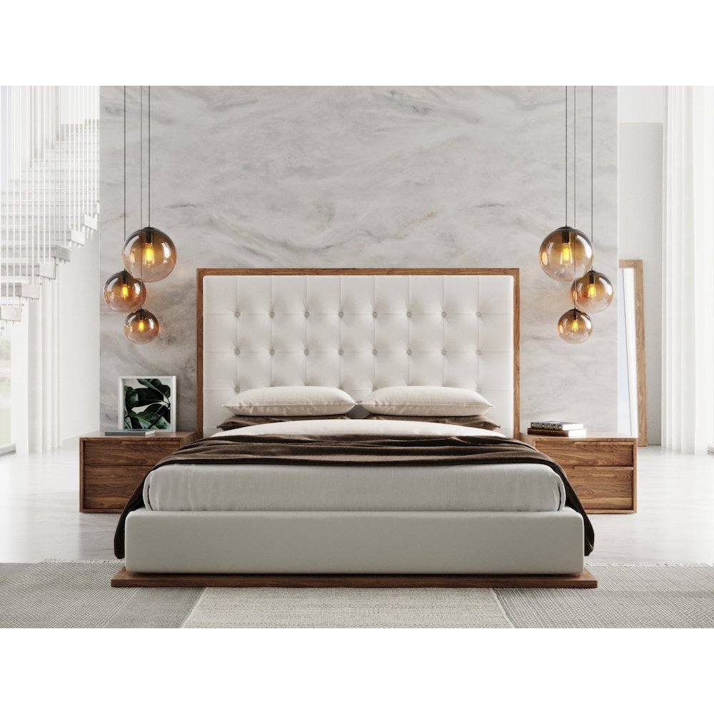 Modrest Amberlie - California King Modern White and Walnut Bed. Picture 4