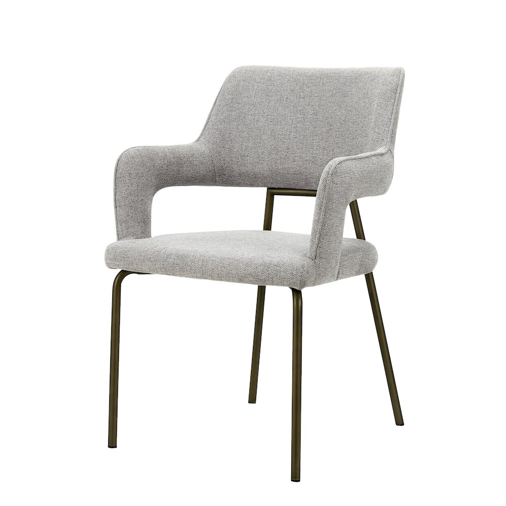 Modrest Childers - Modern Grey Fabric + Antique Brass Dining Chair. Picture 1