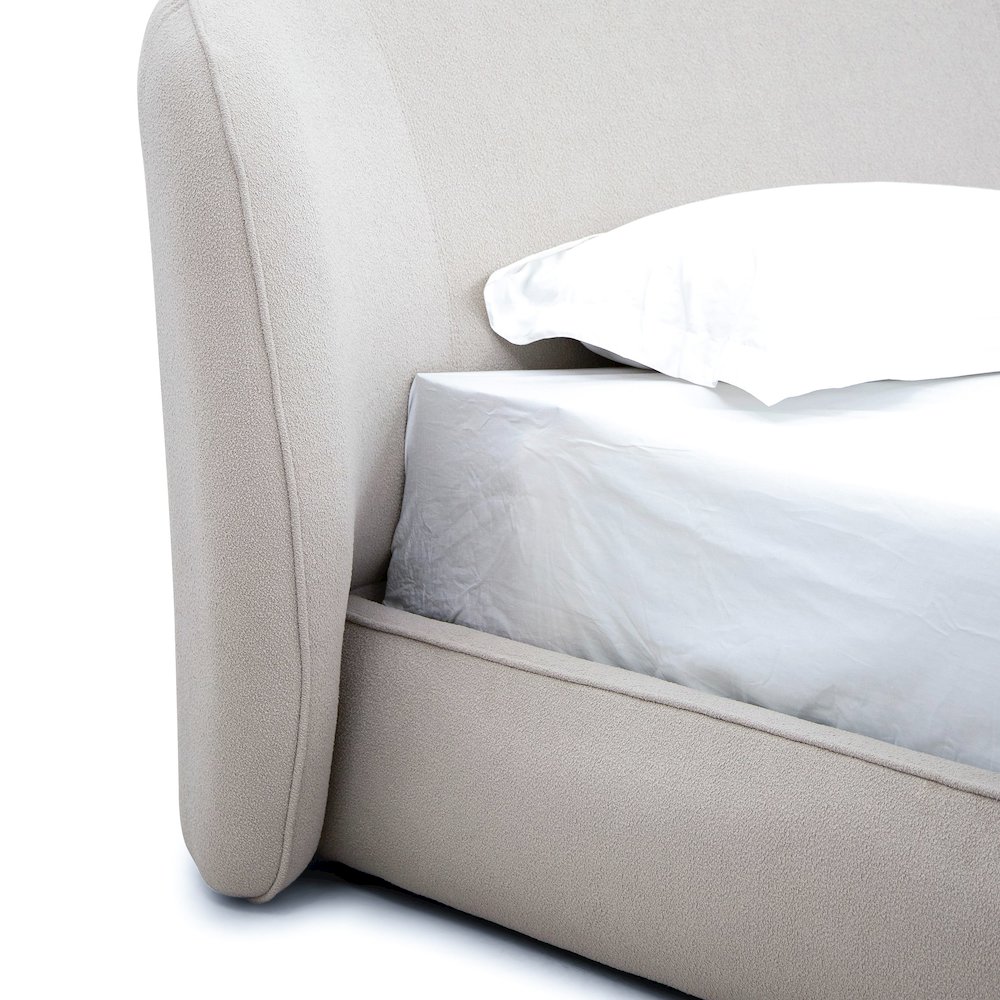Modrest Lambert - Queen Modern Beige Upholstered Bed. Picture 4