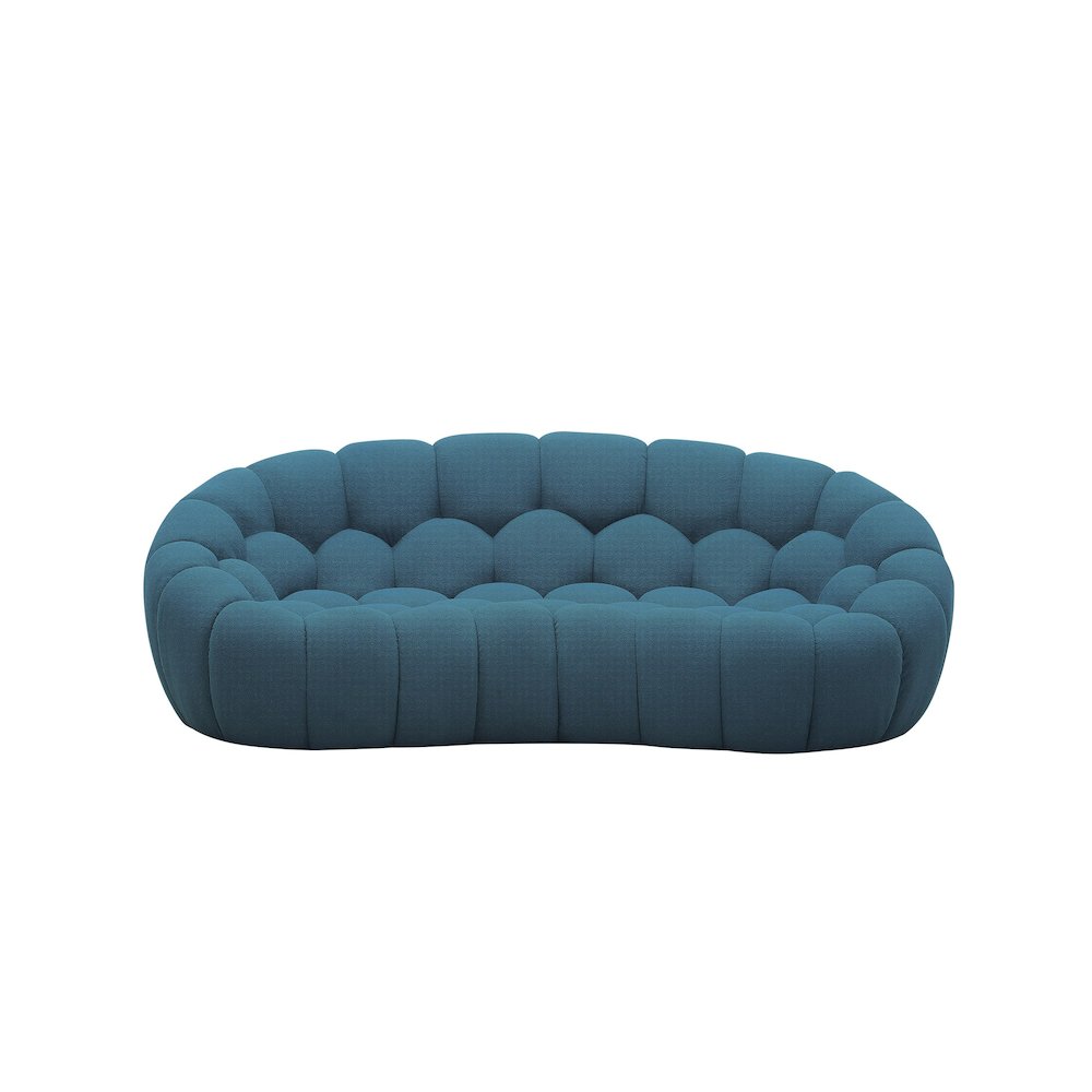 Divani Casa Yolonda - Modern Curved Dark Teal Fabric Loveseat. Picture 2
