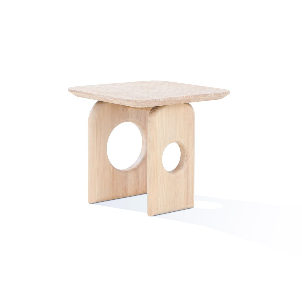 Nova Domus Osaka - Modern Faux Marble + Natural Ash End Table. Picture 1