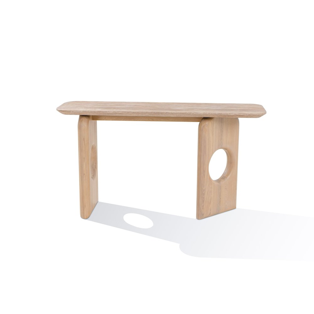 Osaka - Modern Faux Marble Natural Ash Console Table. Picture 2