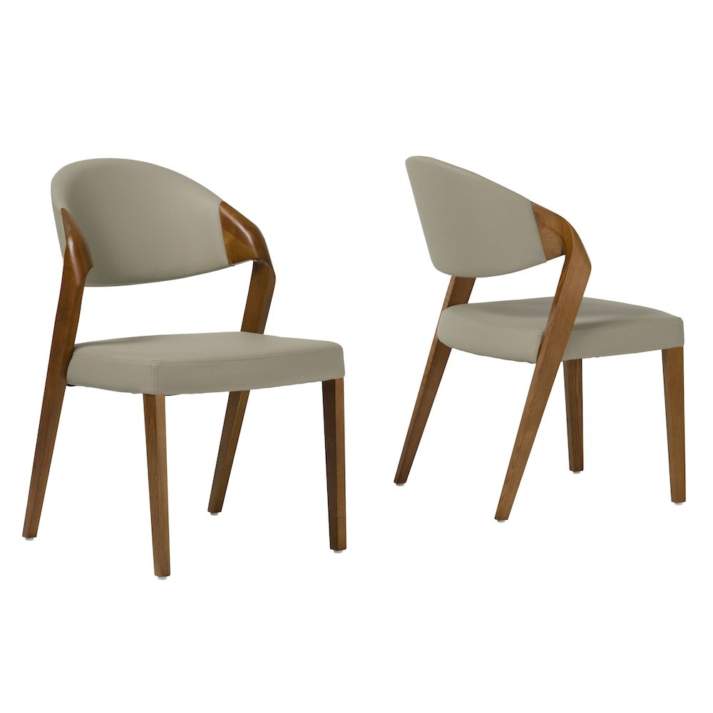 Arlo Mid-Century Beige and Walnut Dining Chair (Set of 2). Picture 4