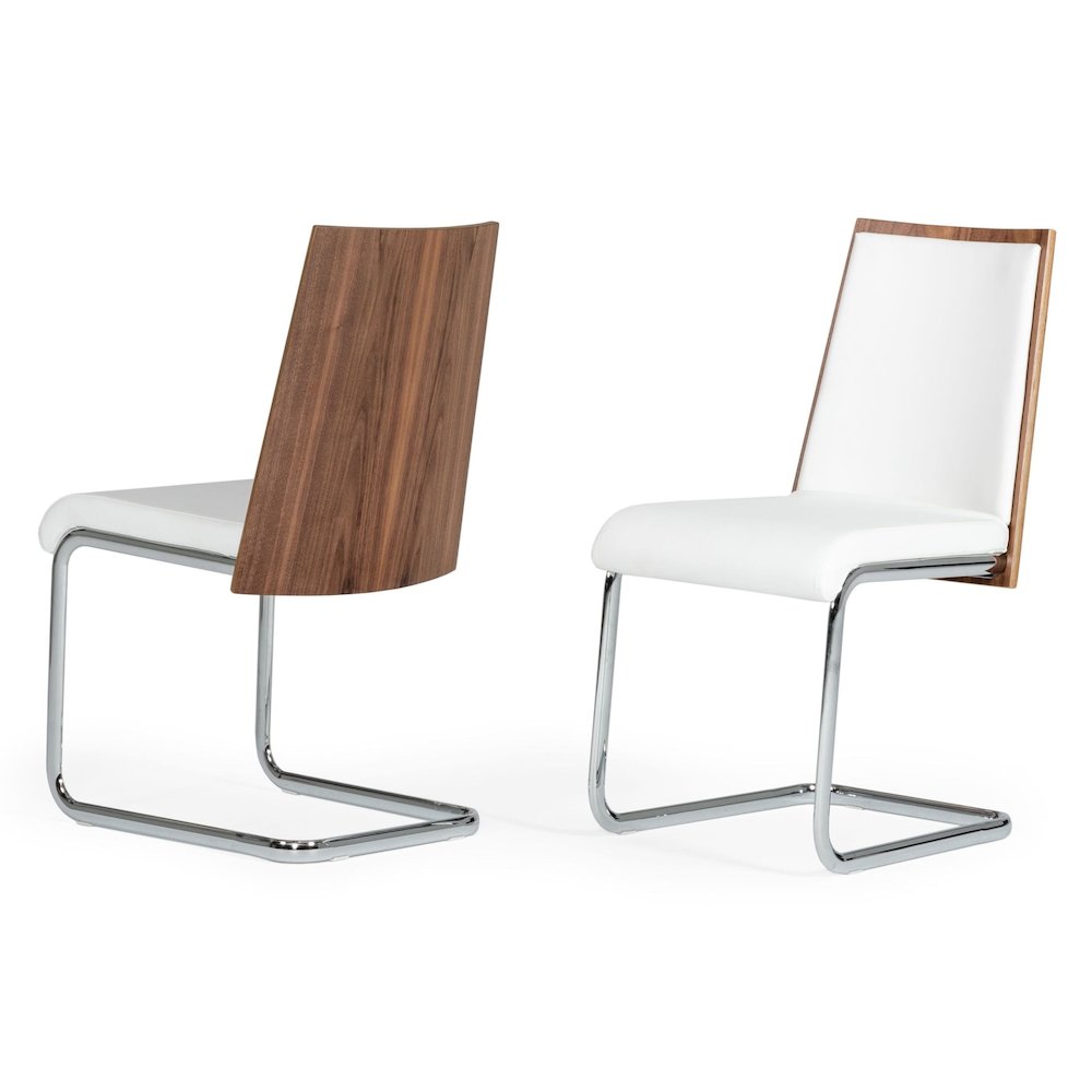 Morgan - Modern White and Walnut Dining Chair (Set of 2). Picture 2