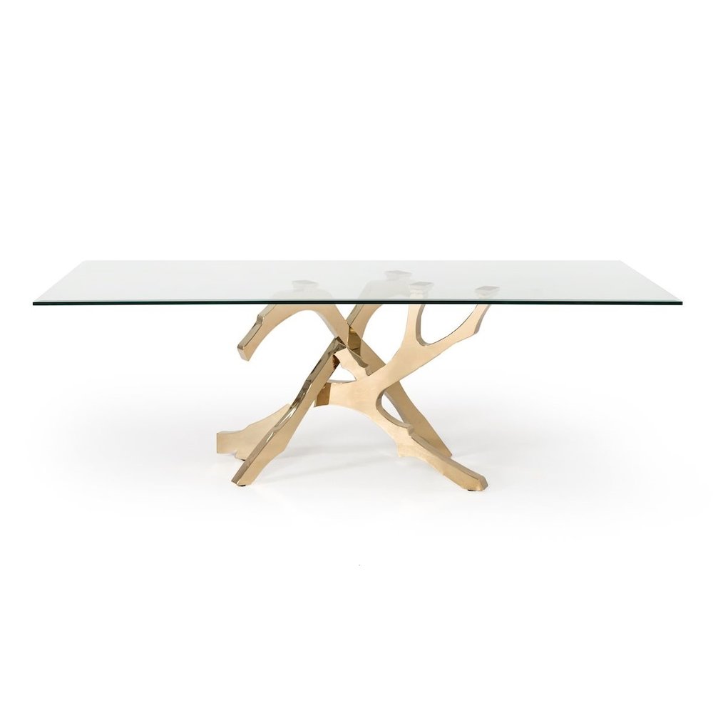 Modrest Legend Modern Glass & Gold Dining Table. Picture 1