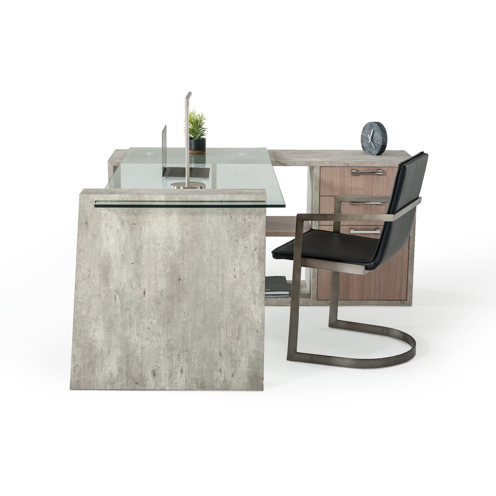 Nova Domus Boston - - Modern Glass and Faux Concrete Reversible Desk. Picture 2