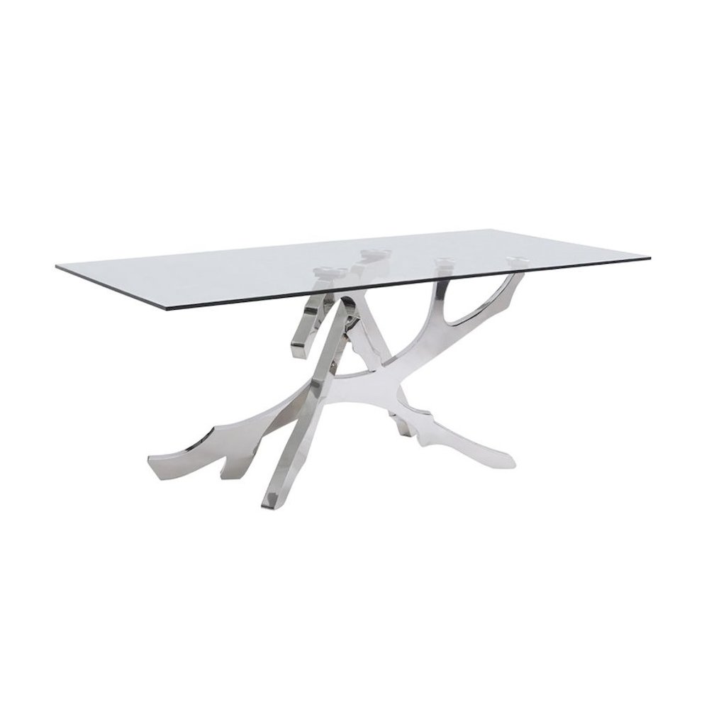 Modrest Legend Modern Glass & Stainless Steel Dining Table. Picture 12