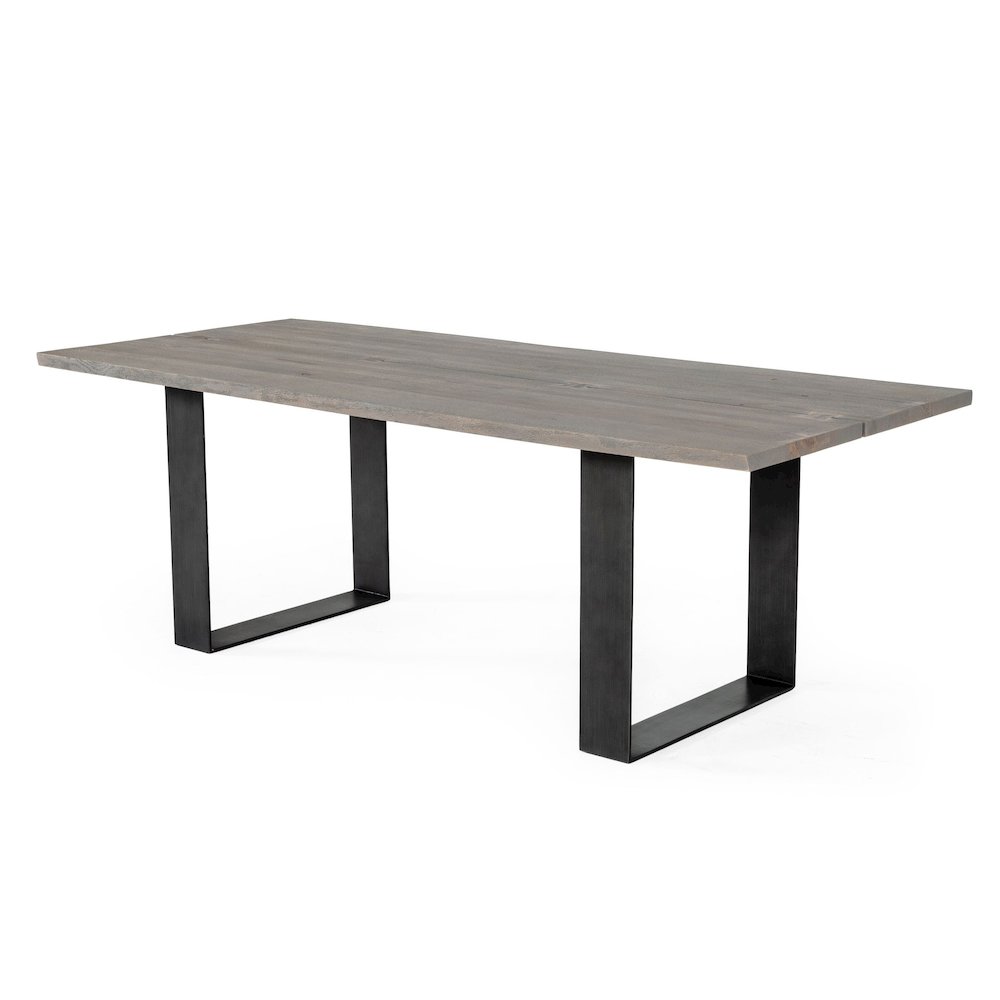 Modrest Murphy - Modern Grey Aged Oak & Black Metal Dining Table. Picture 2