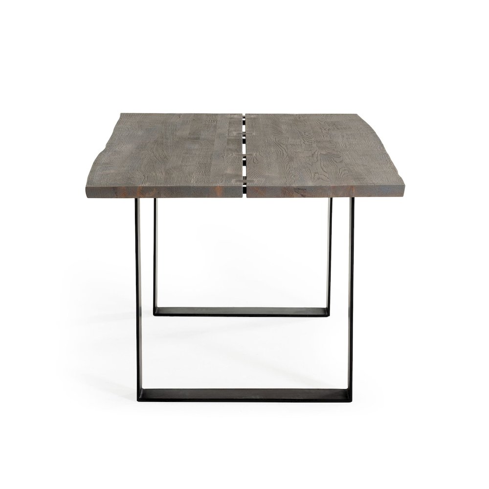 Modrest Murphy - Modern Grey Aged Oak & Black Metal Dining Table. Picture 4