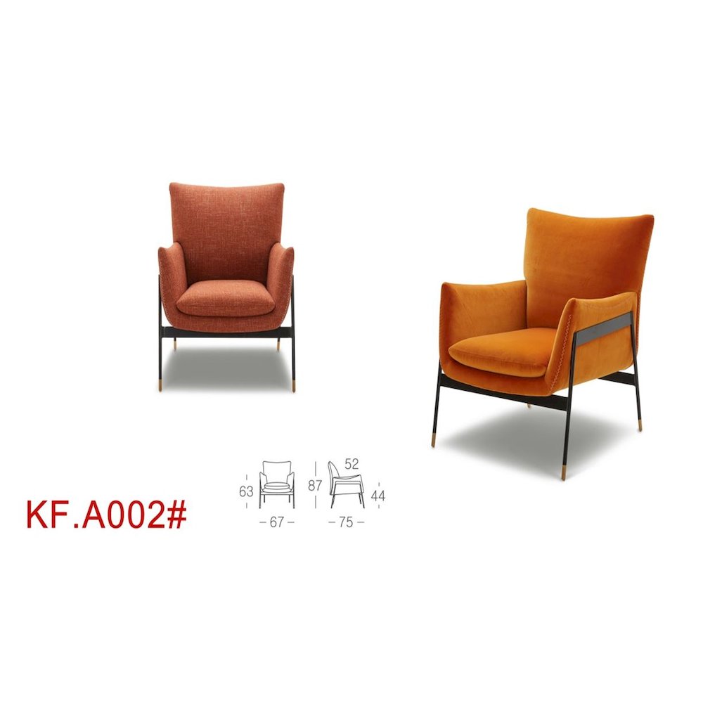 Divani Casa Joseph Modern Orange Fabric Accent Chair. Picture 2