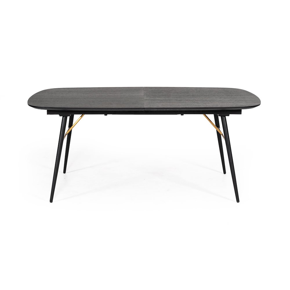 Modrest Billy Modern Black Oak & Gold Extendable Dining Table. Picture 1