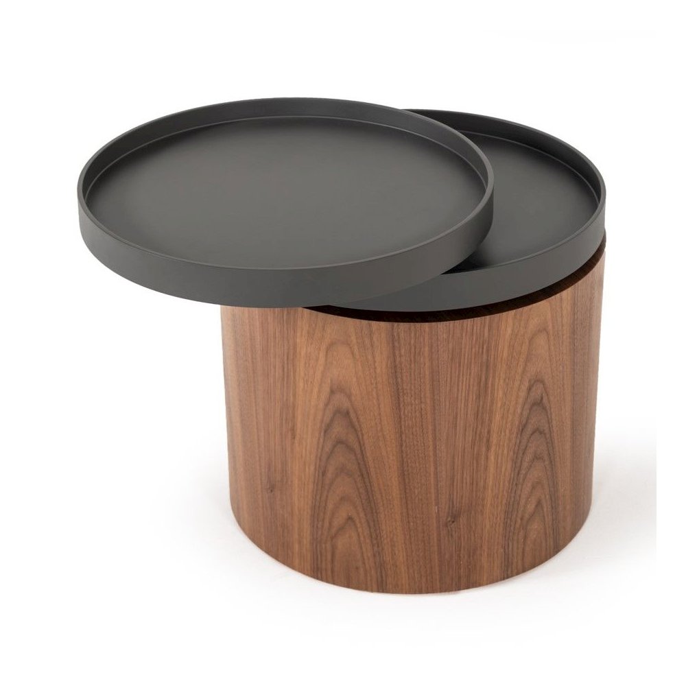 Bascom Modern Walnut End Table with Swivel Top. Picture 2