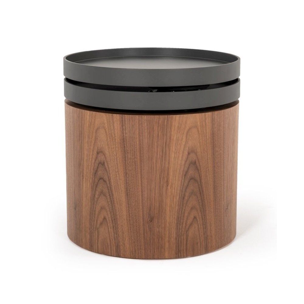 Bascom Modern Walnut End Table with Swivel Top. Picture 1