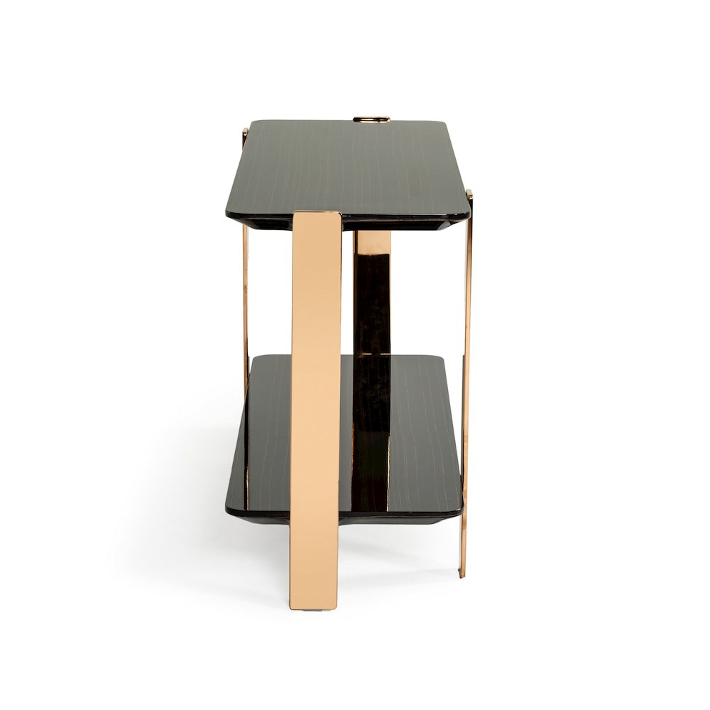 Modrest Leroy Modern Ebony & Rosegold Console Table. Picture 2