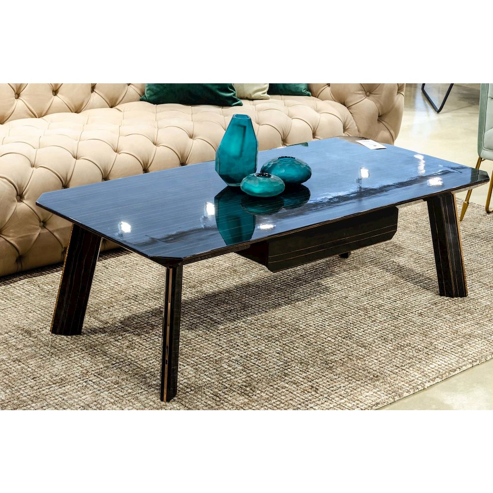 Modrest Chadwick Modern Ebony & Rosegold Coffee Table. Picture 2