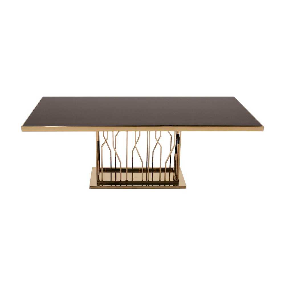 Modrest Marston Modern Black Glass & Rosegold Dining Table. Picture 11