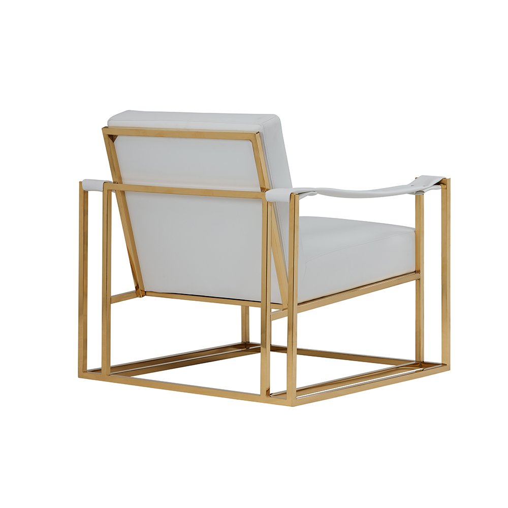 Modrest Larson Modern White Leatherette & Gold Accent Chair. Picture 4