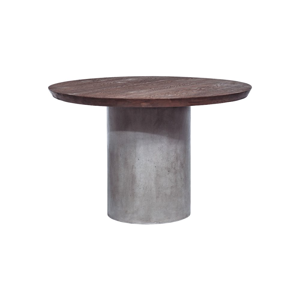 Modrest Renzo Modern Round Oak & Concrete Dining Table. Picture 4