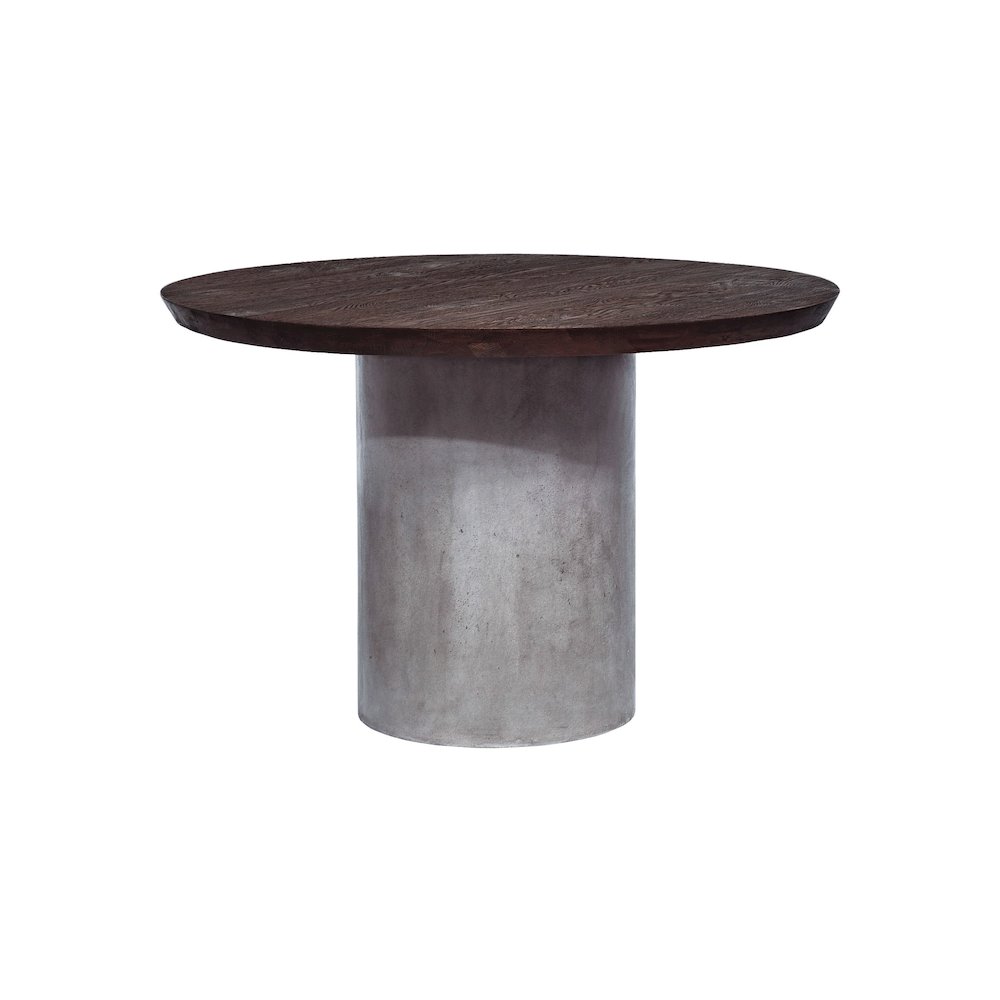 Modrest Renzo Modern Round Oak & Concrete Dining Table. Picture 1