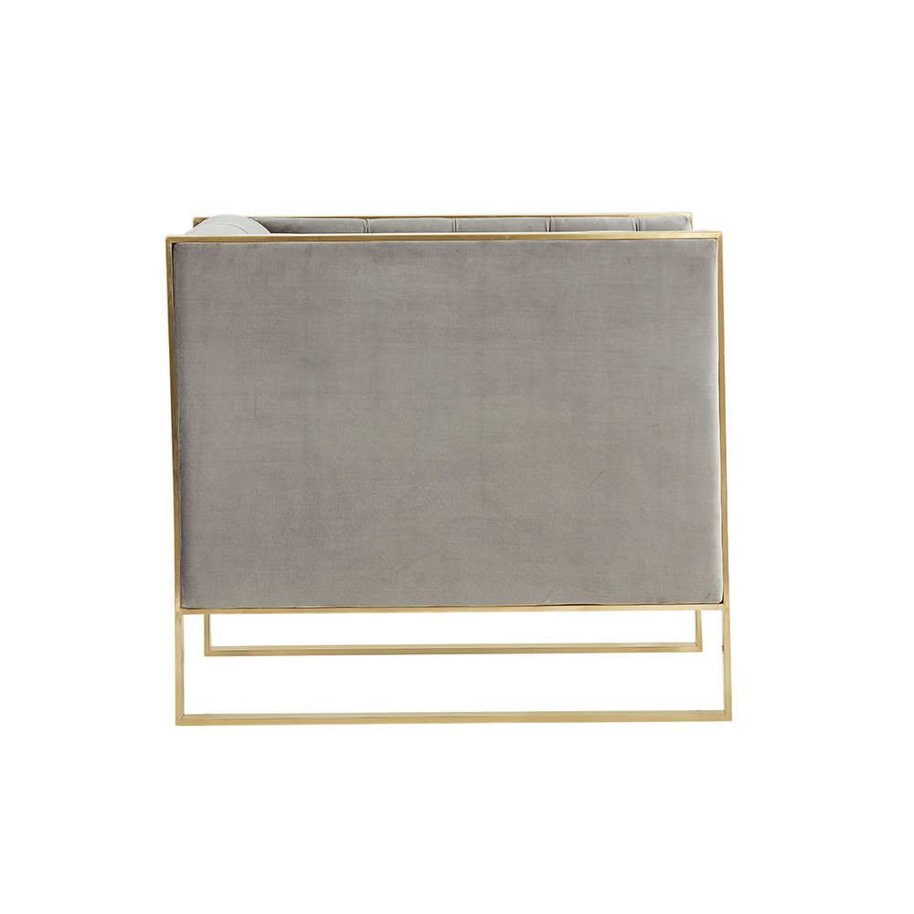 Divani Casa Carlos Modern Grey Velvet & Gold Accent Chair. Picture 4