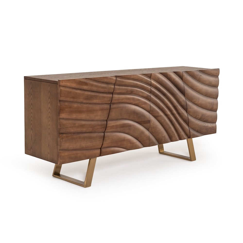 Modrest Finley Mid-Century Walnut & Gold Buffet. Picture 2