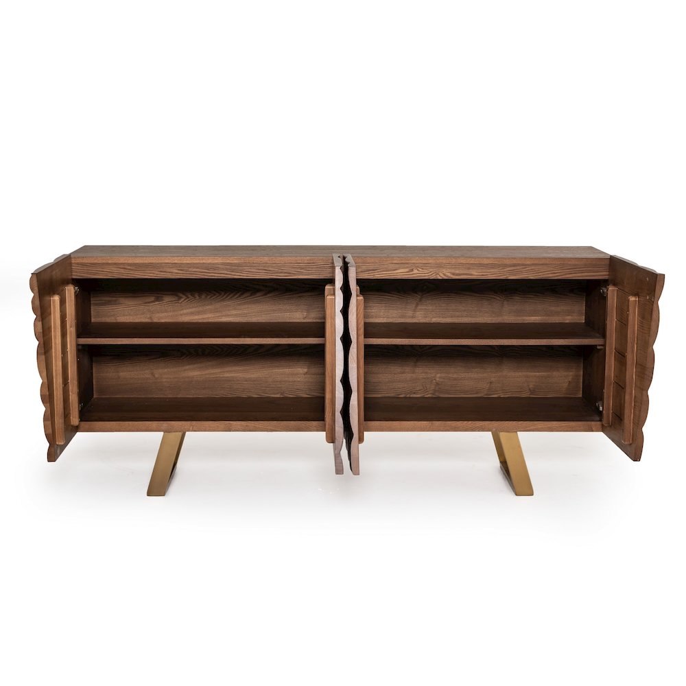 Modrest Finley Mid-Century Walnut & Gold Buffet. Picture 3