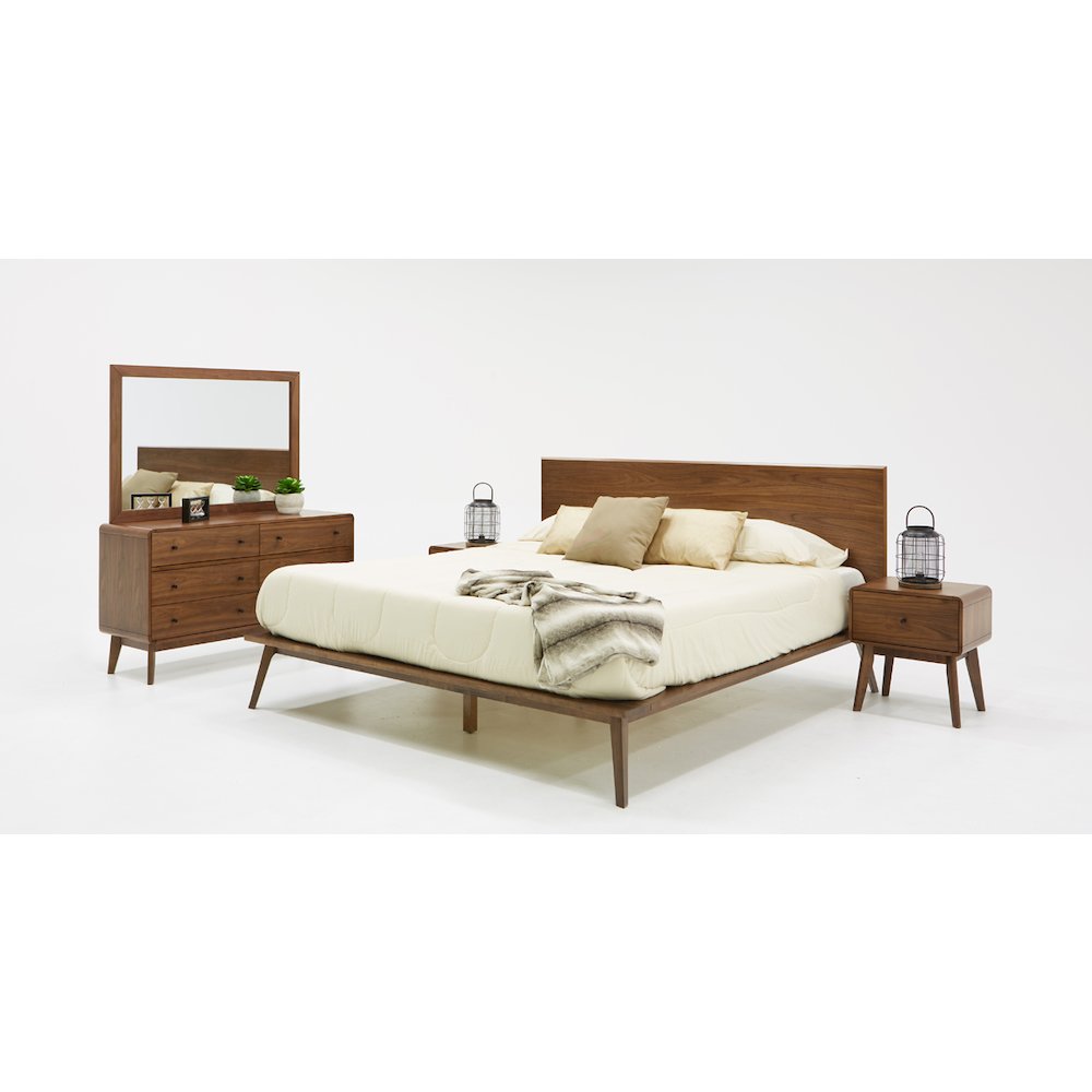 Modrest Carmen - Eastern King Mid-Century Modern Walnut Bed. Picture 3