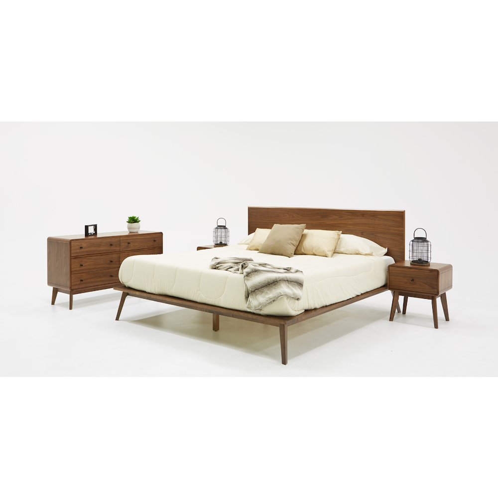 Modrest Carmen - Eastern King Mid-Century Modern Walnut Bed. Picture 2