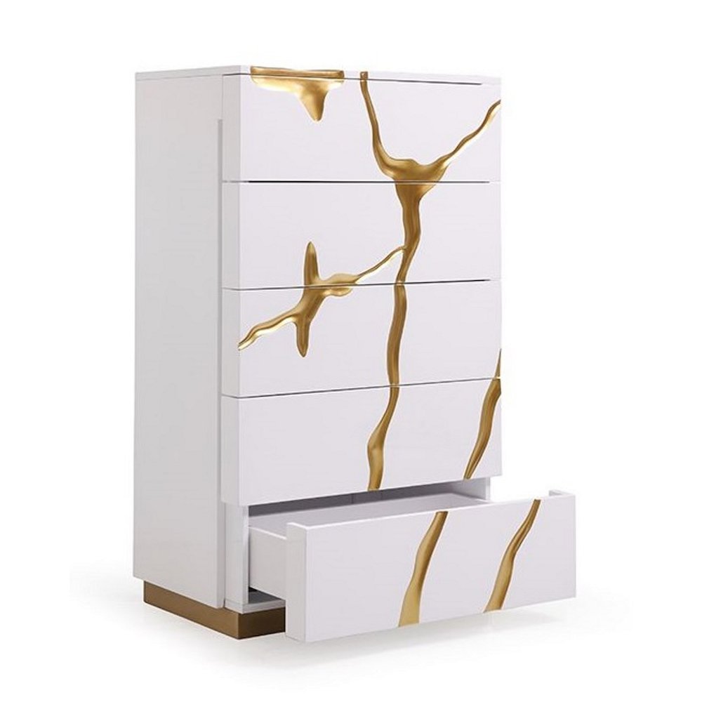 Modrest Aspen Modern White & Gold Chest. Picture 10