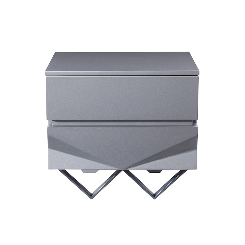 Modrest Duke Modern Grey & Black Gun Chrome Nightstand. Picture 1