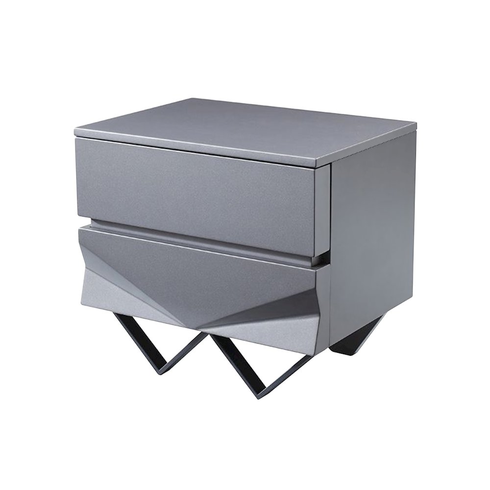 Modrest Duke Modern Grey & Black Gun Chrome Nightstand. Picture 3