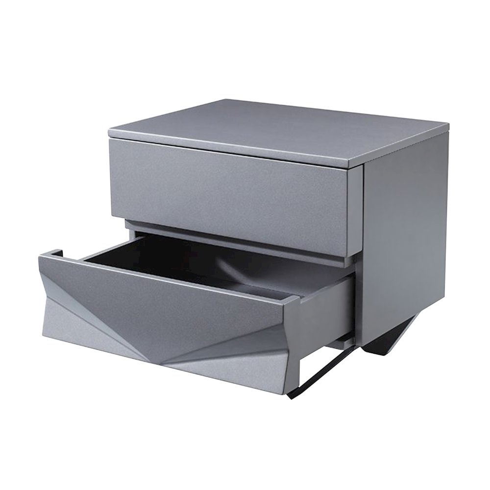 Modrest Duke Modern Grey & Black Gun Chrome Nightstand. Picture 4