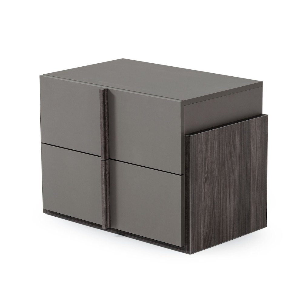 Nova Domus Lucia - Italian Modern Elm and Matte Grey Nightstand. Picture 2