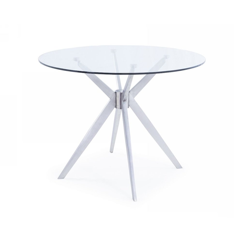 Dallas - Modern Brushed Stainless Steel Dining Table. Picture 1