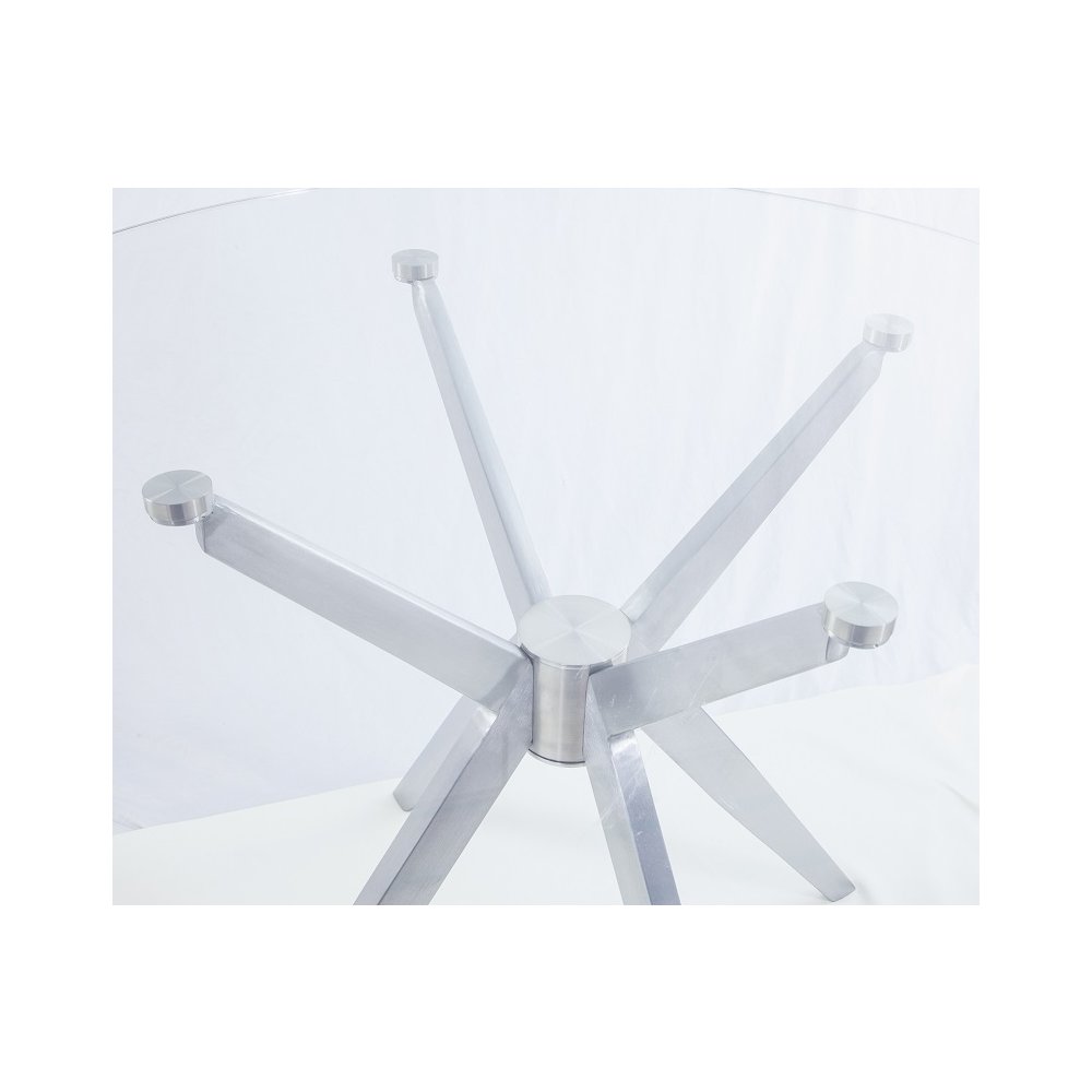 Dallas - Modern Brushed Stainless Steel Dining Table. Picture 5