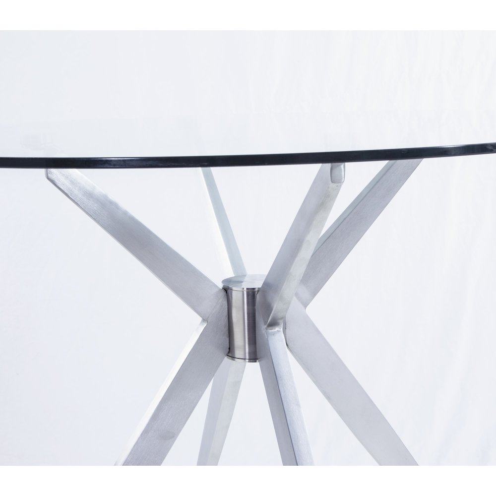 Dallas - Modern Brushed Stainless Steel Dining Table. Picture 3