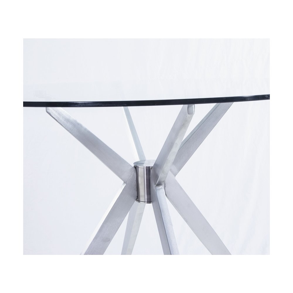 Dallas - Modern Brushed Stainless Steel Dining Table. Picture 8