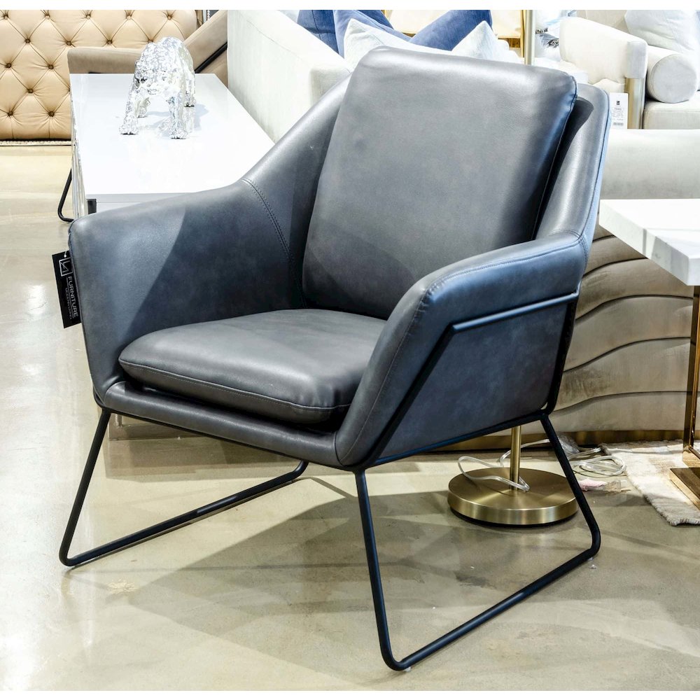 Modrest Jennifer - Industrial Dark Grey Eco-Leather Accent Chair. Picture 7
