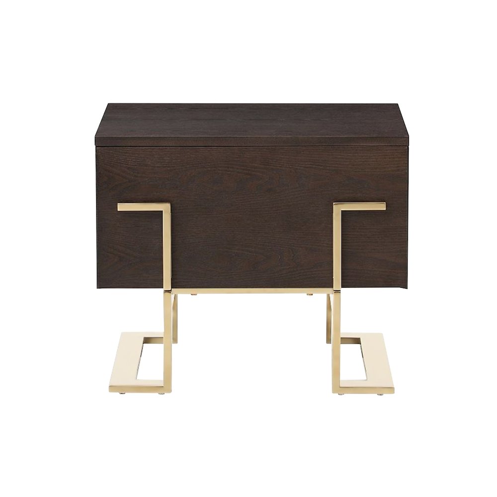 Modrest Moontide Modern Smoked Ash & Gold Nightstand. Picture 1