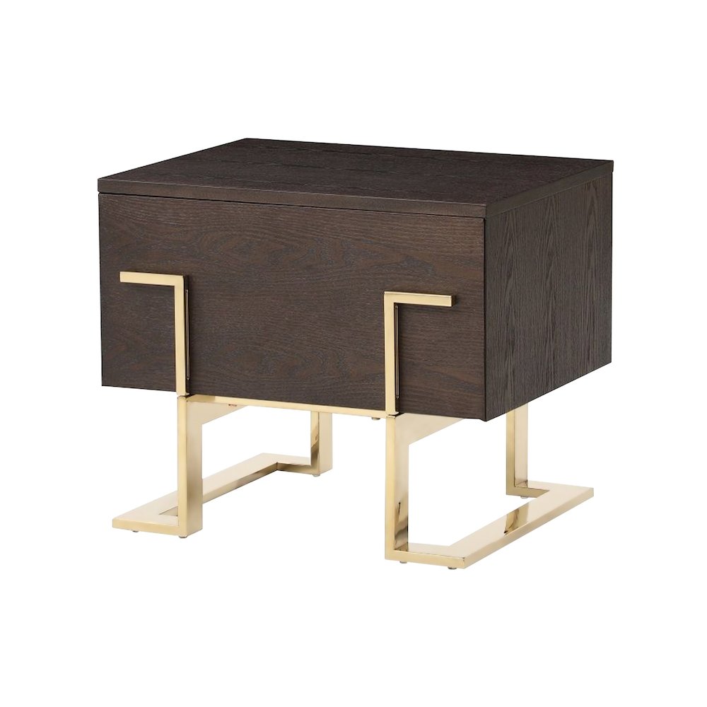 Modrest Moontide Modern Smoked Ash & Gold Nightstand. Picture 4