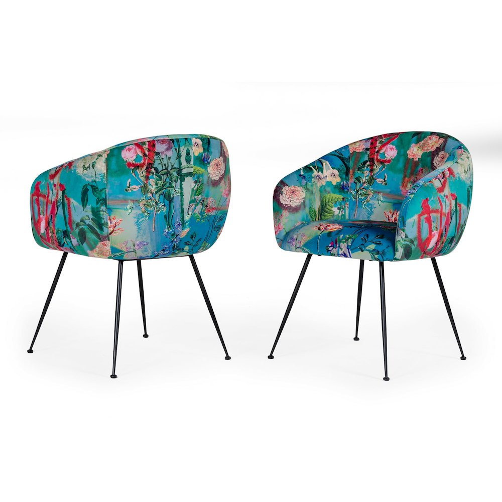 Modrest Roxann - Contemporary Floral Velvet Dining Chair. Picture 6