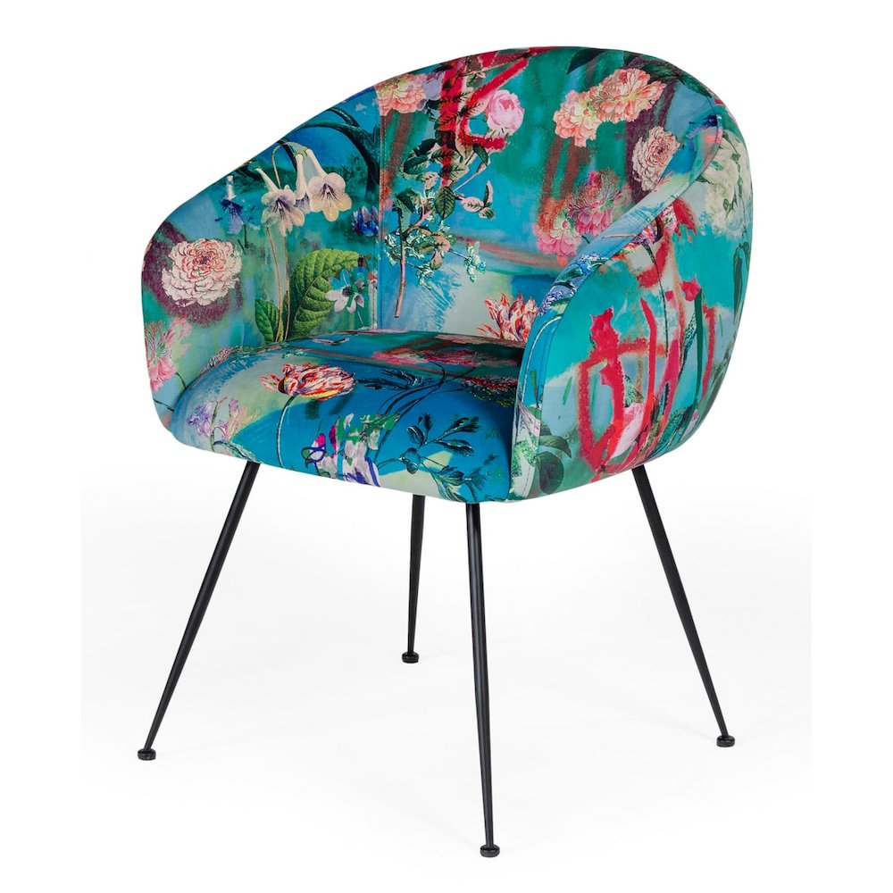 Modrest Roxann - Contemporary Floral Velvet Dining Chair. Picture 1
