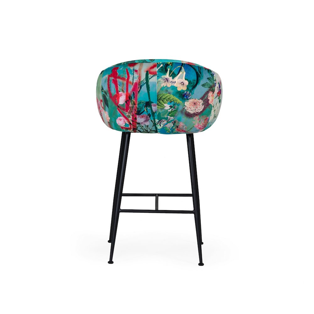 Modrest Roxann - Contemporary Floral Velvet Bar Stool. Picture 5