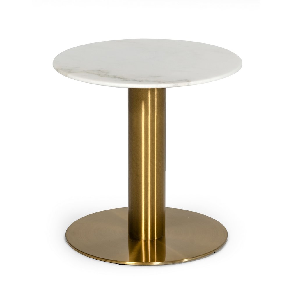 Modrest Fairway - Glam White Marble and Brushed Gold End Table. Picture 1