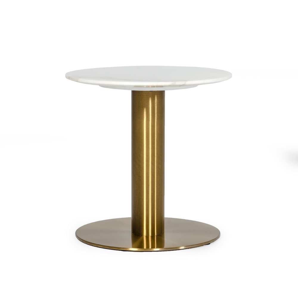 Modrest Fairway - Glam White Marble and Brushed Gold End Table. Picture 2