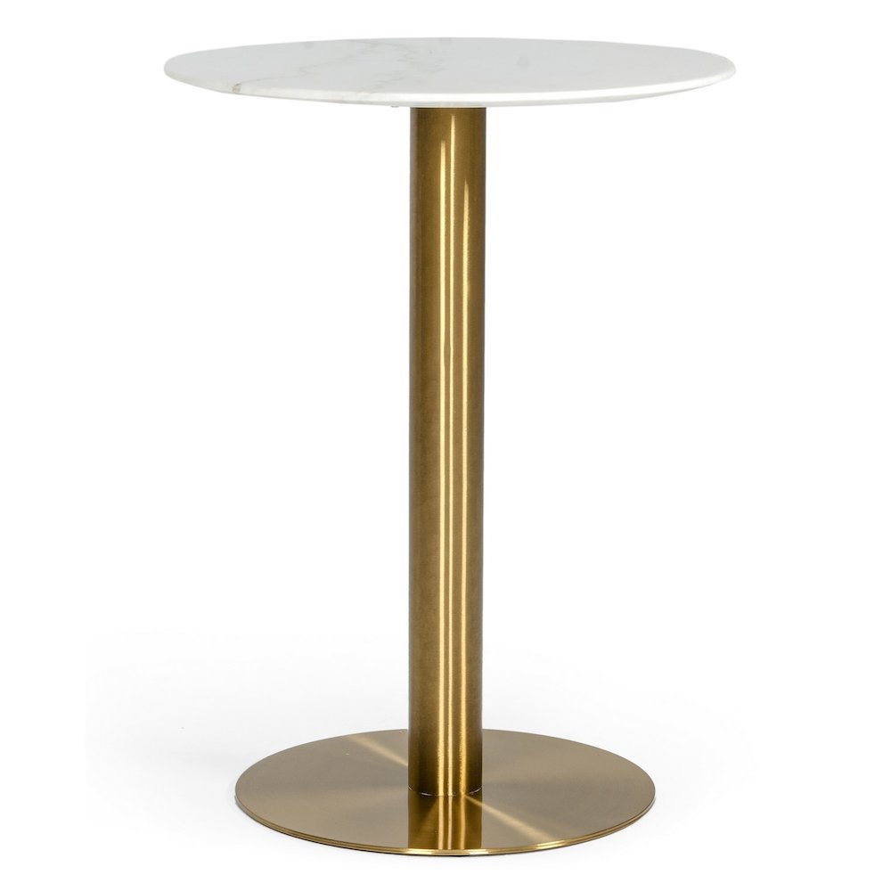 Fairway - Glam White Marble and Brushed Gold Bar Table. Picture 1