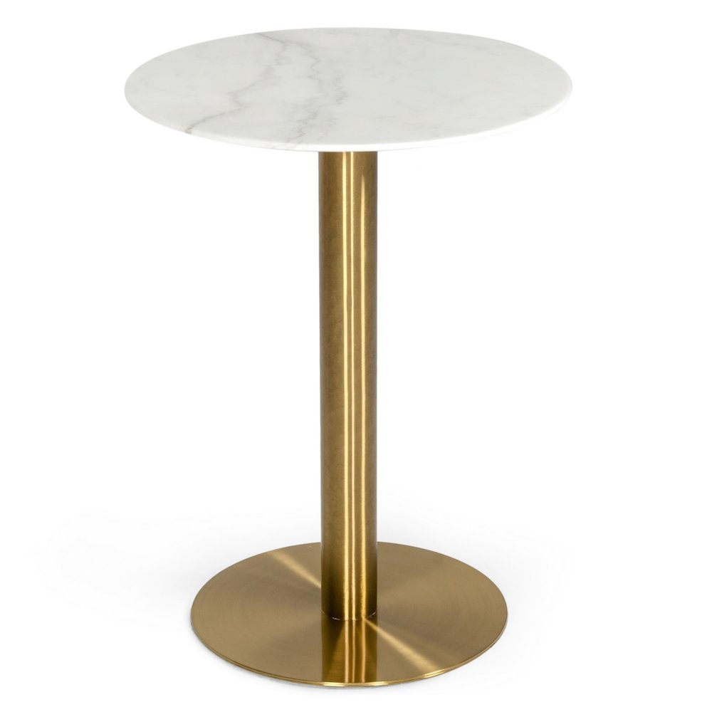 Fairway - Glam White Marble and Brushed Gold Bar Table. Picture 2