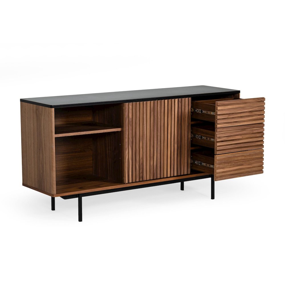 Modrest Maggie - Modern Walnut and Grey Buffet. Picture 3